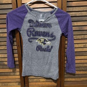 NFL Baltimore Ravens Kids Long Sleeve Tee - Purple and Gray